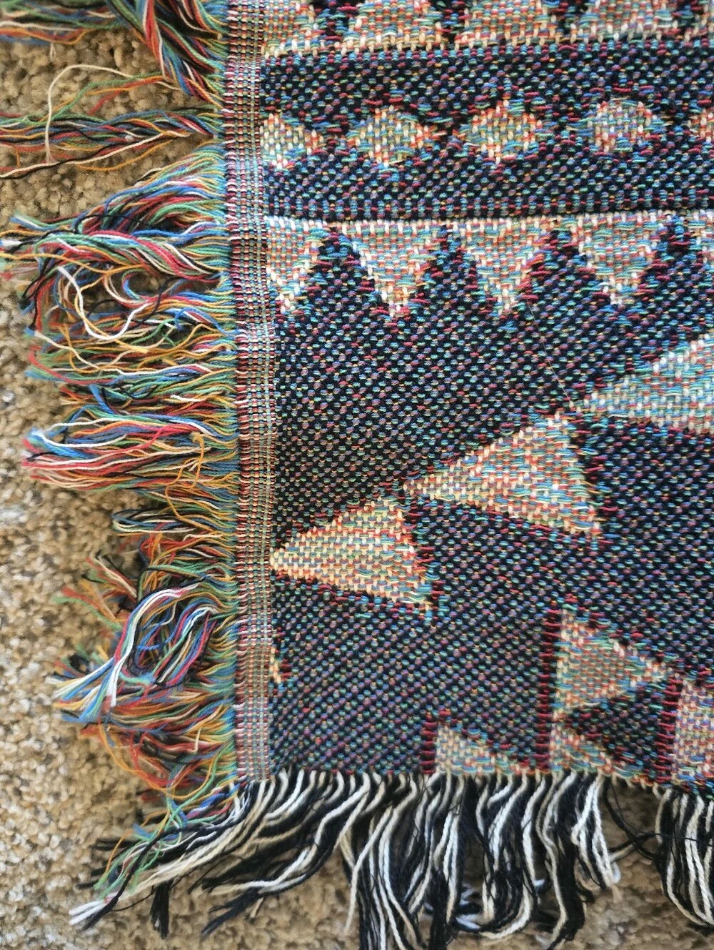 Black and Cream Aztec Woven Cotton Throw 46×58